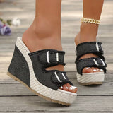 Atelier | Sandálias de Salto Wedge com Borda Desfiada