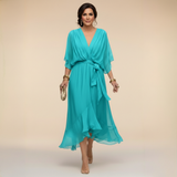MARTA - VESTIDO DE CHIFFON COM DECOTE EM V