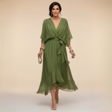 MARTA - VESTIDO DE CHIFFON COM DECOTE EM V