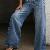 Mia | Jeans de Cintura Alta com Fendas