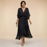 MARTA - VESTIDO DE CHIFFON COM DECOTE EM V