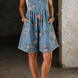 Marvina | Macacão Floral em Denim