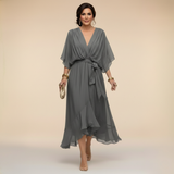 MARTA - VESTIDO DE CHIFFON COM DECOTE EM V