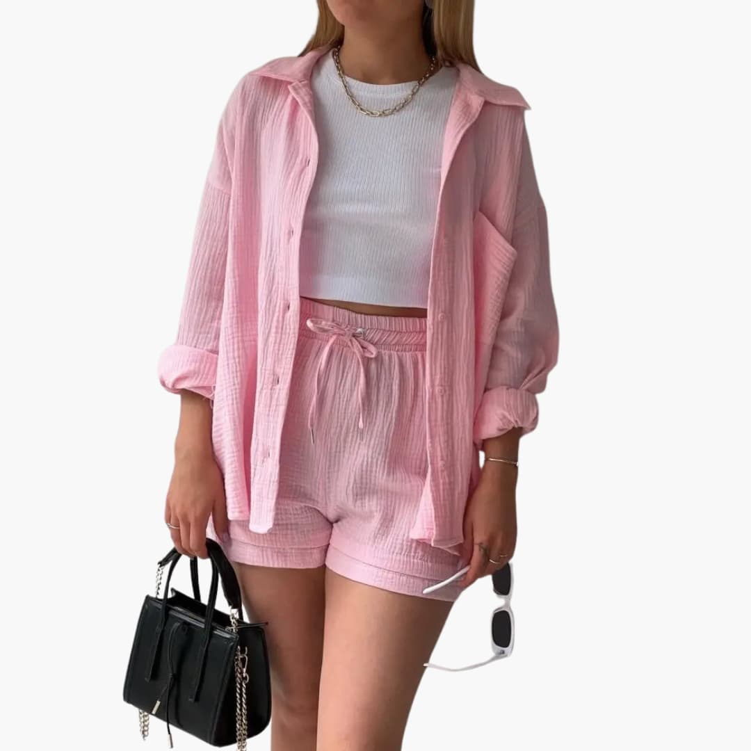 Luísa - Conjunto Camisa e Calção de Linho