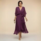 MARTA - VESTIDO DE CHIFFON COM DECOTE EM V