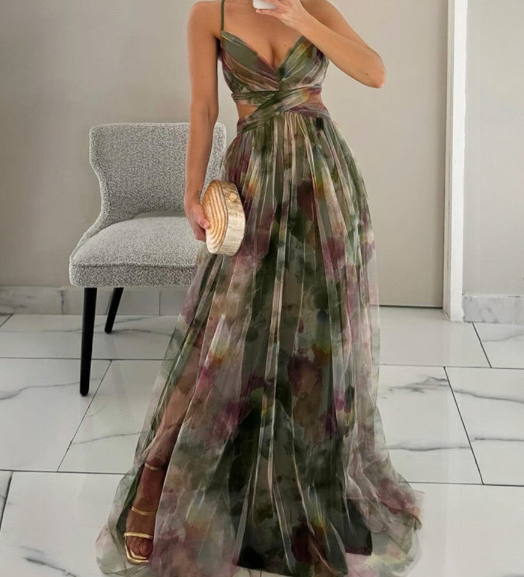 Giselle - Deslumbrante vestido com padrão floral