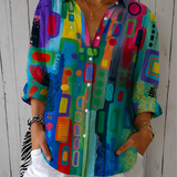 Catalina | Blusa Artística Colorida com Botões