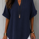 Emma™ – Blusa Casual Lisa de Manga Curta