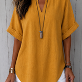Emma™ – Blusa Casual Lisa de Manga Curta