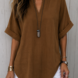 Emma™ – Blusa Casual Lisa de Manga Curta