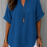 Emma™ – Blusa Casual Lisa de Manga Curta