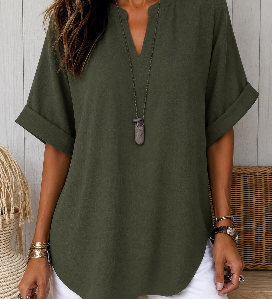 Emma™ – Blusa Casual Lisa de Manga Curta