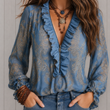 Elise | Blusa de Chiffon com Renda Barroca e Zíper