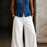 Viera | Top de Denim com Decote em V