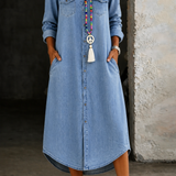 Helen | Vestido Camisa de Denim Casual Elegante