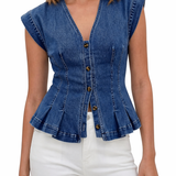 Viera | Top de Denim com Decote em V