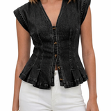 Viera | Top de Denim com Decote em V