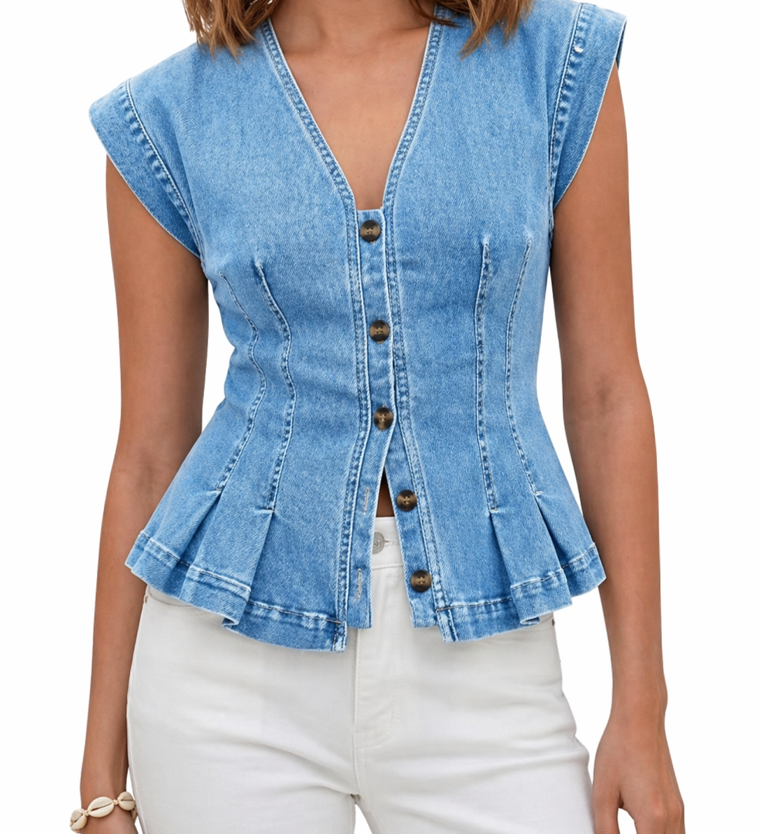 Viera | Top de Denim com Decote em V