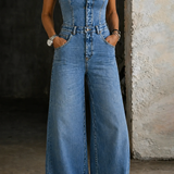 Linda | Macacão de Denim Sem Alças