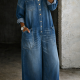Sophia | Macacão de Denim Sem Mangas