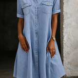 Patricia | Vestido Midi de Estilo Denim Casual