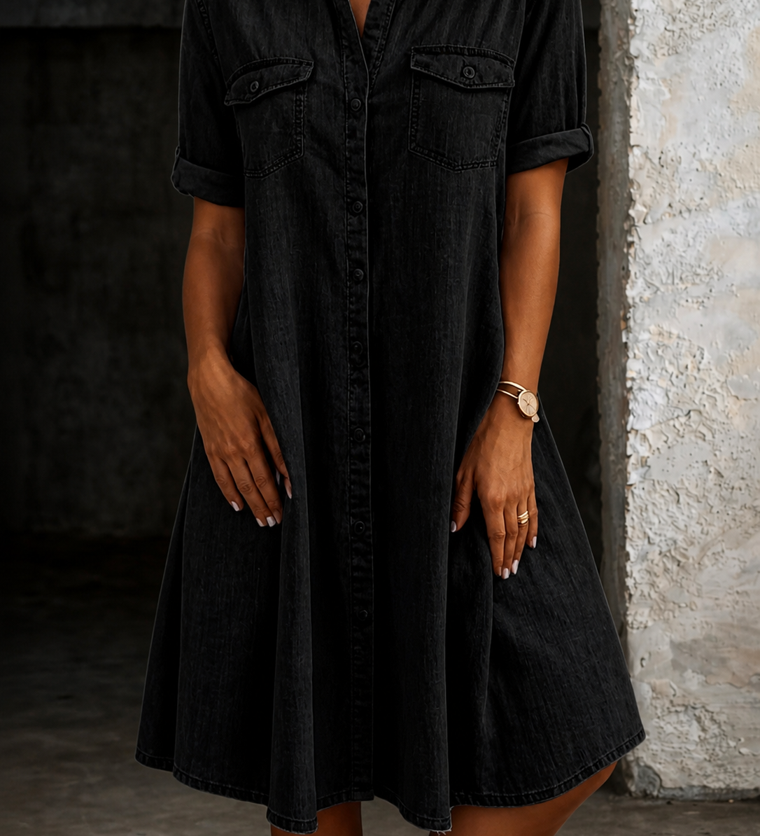 Patricia | Vestido Midi de Estilo Denim Casual