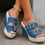 Atelier | Sandálias de Salto Wedge com Borda Desfiada
