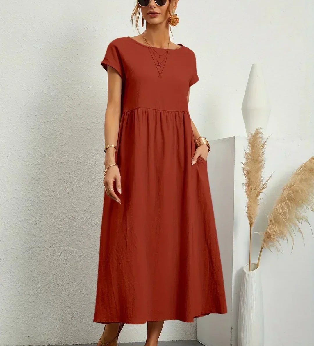 Gabriela - Vestido Elegante Midi Fluído Intemporal