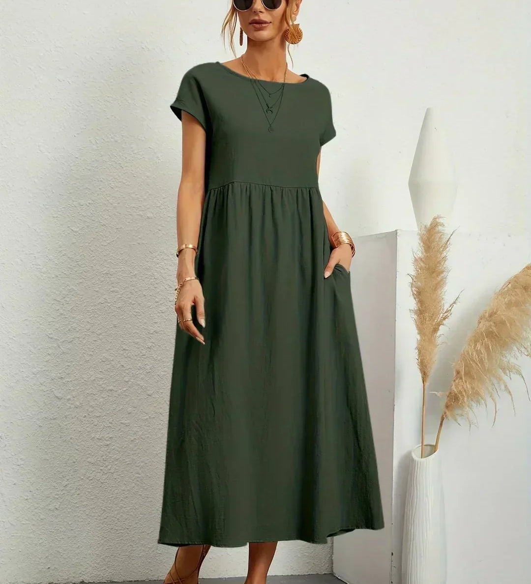 Gabriela - Vestido Elegante Midi Fluído Intemporal
