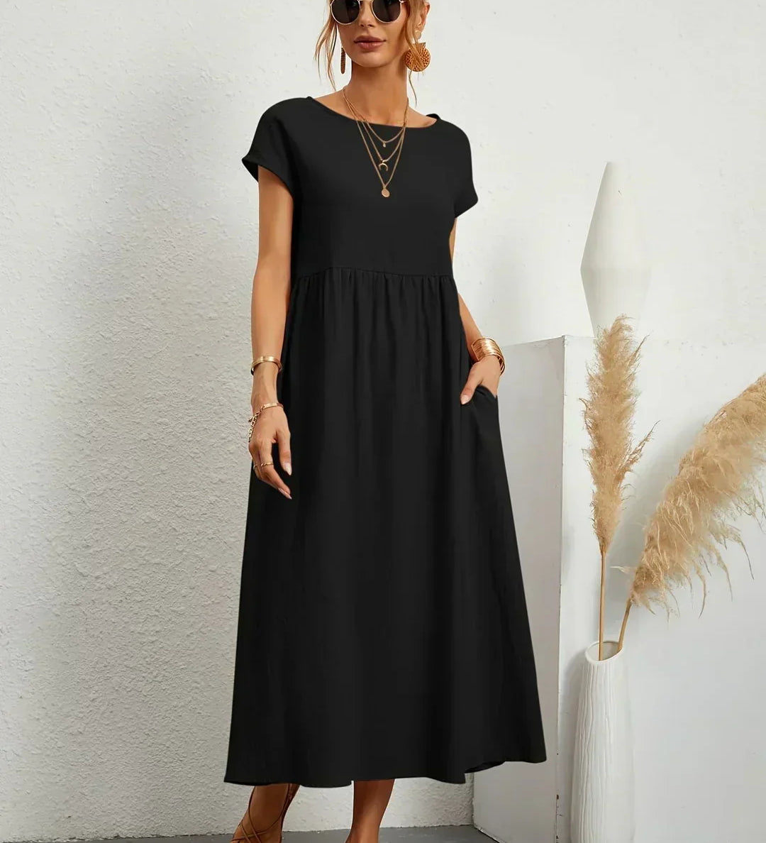 Gabriela - Vestido Elegante Midi Fluído Intemporal