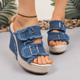 Atelier | Sandálias de Salto Wedge com Borda Desfiada