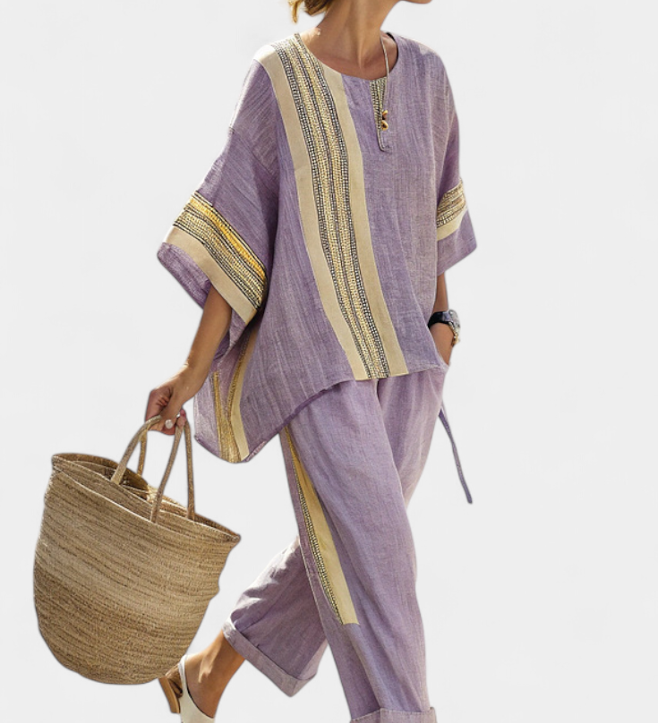 Lorena - Conjunto Boho Linho e Bambu