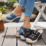 Atelier | Sandálias de Salto Wedge com Borda Desfiada
