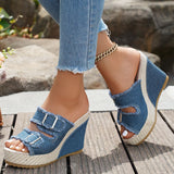 Atelier | Sandálias de Salto Wedge com Borda Desfiada