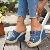 Atelier | Sandálias de Salto Wedge com Borda Desfiada