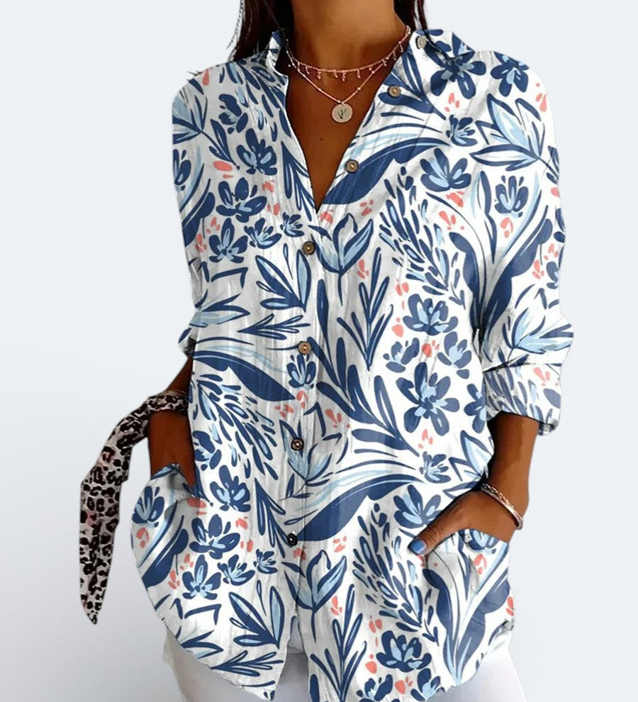 Valeria | Blusa Artística Colorida com Botões