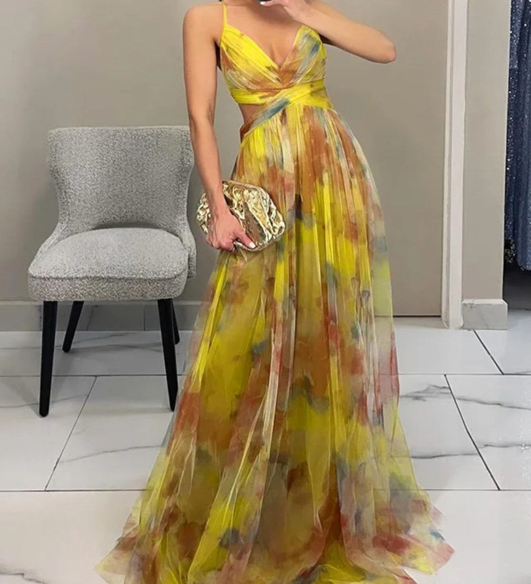 Giselle - Deslumbrante vestido com padrão floral