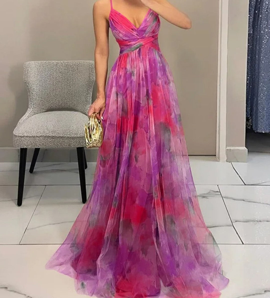 Giselle - Deslumbrante vestido com padrão floral