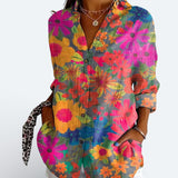 Valeria | Blusa Artística Colorida com Botões