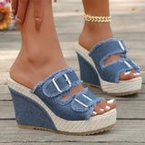 Atelier | Sandálias de Salto Wedge com Borda Desfiada