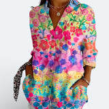 Valeria | Blusa Artística Colorida com Botões