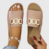 Joana | Sandálias com Fivela Dourada Elegante