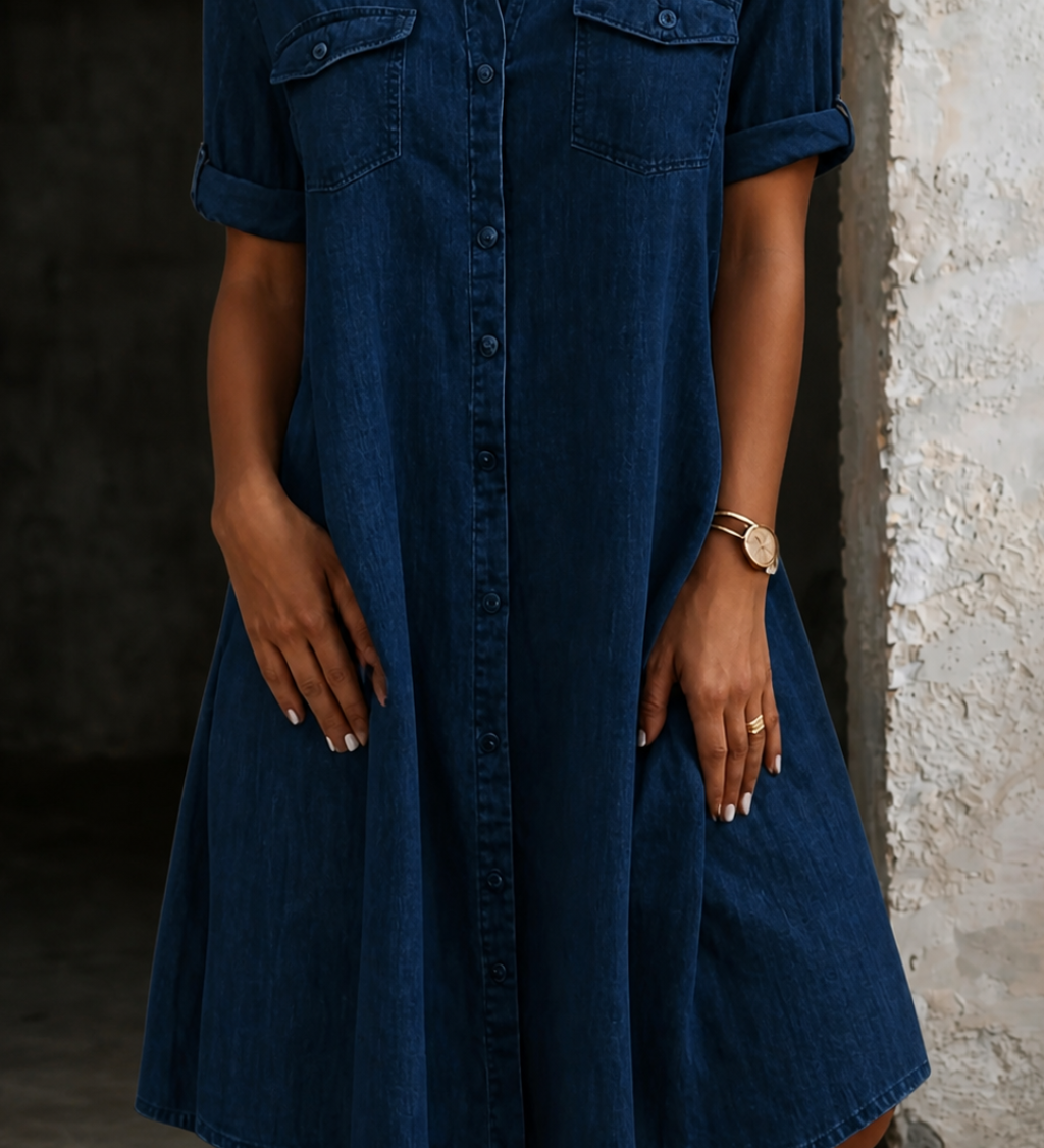 Patricia | Vestido Midi de Estilo Denim Casual