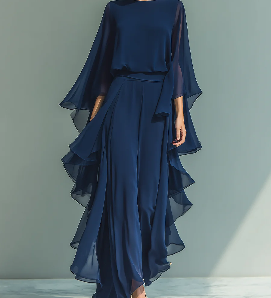 Aurora | Conjunto Elegante em Chiffon com Volantes