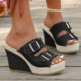 Atelier | Sandálias de Salto Wedge com Borda Desfiada