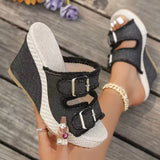 Atelier | Sandálias de Salto Wedge com Borda Desfiada