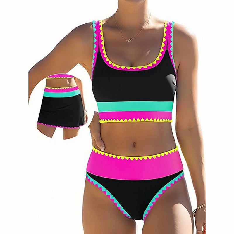 Celia | Fato de Banho de Três Peças com Design Multicolorido